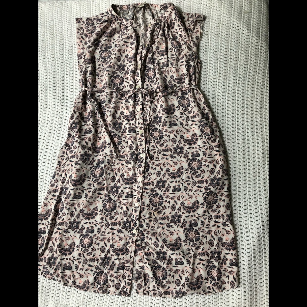 Loft Small Petite Maternity Floral Flutter Shirtdress